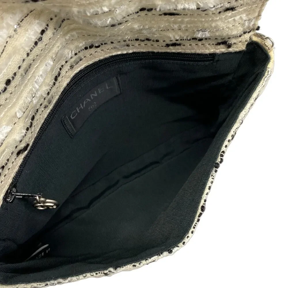 Chanel Matelasse Shoulder Bag Beige Silver Multi